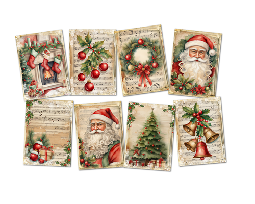 8 Christmas Traditional Style Santa Toppers Card Making Scrap Book Journal Card - Picture 2 of 3
