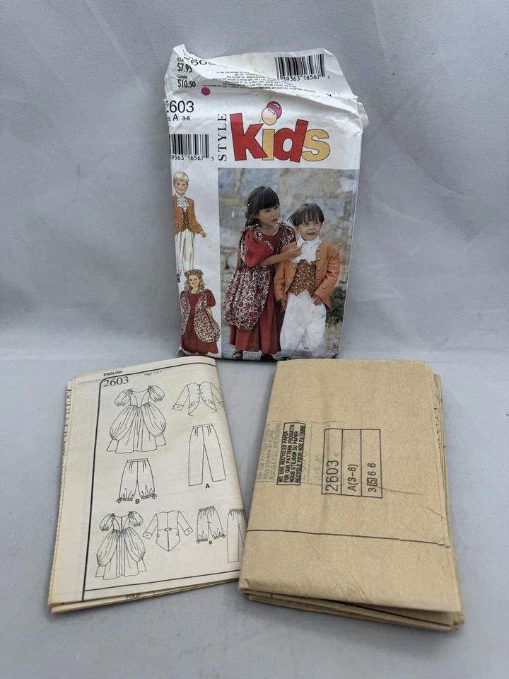 Style Kids 2603 Childs Size 3 4 5 6 7 8 Historical Costumes Dress Pants Pattern - Image 4 of 4
