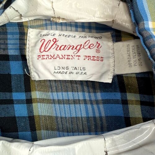 Wrangler USA Pearl Snap Shirt Mens Large Long Sleeve Blue Plaid Western Cowboy - Bild 2 von 9