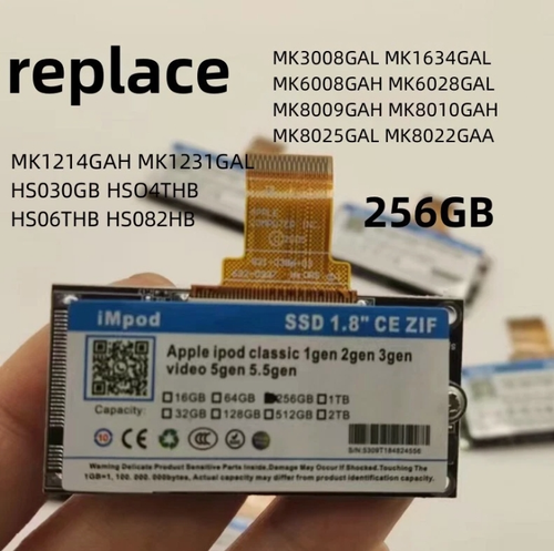 256GB ZIF SSD Upgrade MK3008GAL MK8010GAH MK1634GAL For iPod 5th 7th Classic Lot - Afbeelding 2 van 4
