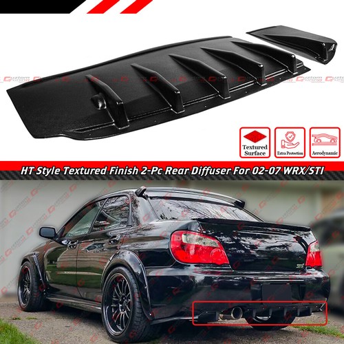 For 02-07 Subaru Impreza WRX STI HT Style Textured Black Shark Fin Rear Diffuser - Picture 2 of 5