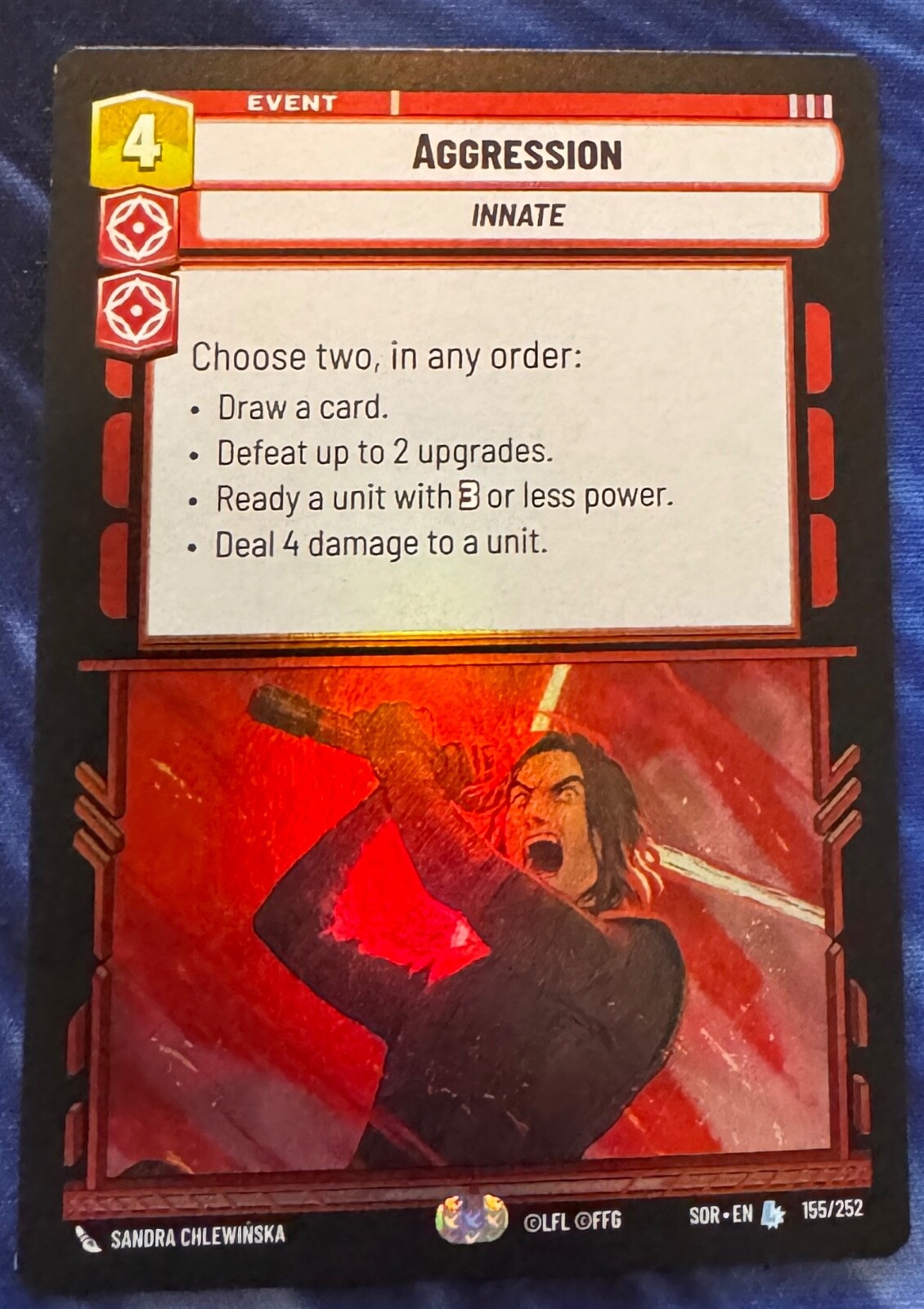 Star Wars Unlimited Spark of Rebellion Aggression FOIL Legendary Card