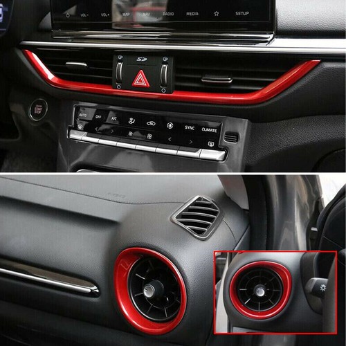 Cubierta de ventilación de salida de aire para consola central roja brillante 3 piezas para Kia Forte 2019-2024 - Imagen 4 de 18