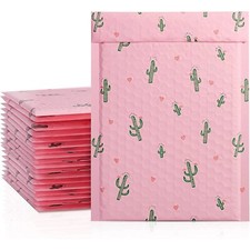 6x10 Bubble Padded Polymailer Envelopes Pink Cactus Western Desert Print 50 PK