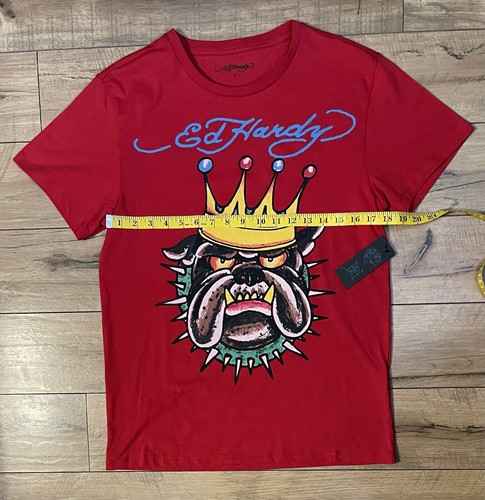 Ed Hardy Grafik T-Shirt Hundekrone Herren Größe S Small Rot Kurzarm Neu mit Etikett - Bild 4 von 5