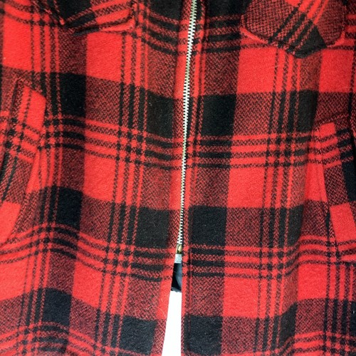 Men’s Wool Hunt Coat Vintage Red Plaid Size 46 Conmar Zipper Insulated - Picture 3 of 14