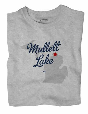 Mullett Lake Michigan MI T-Shirt MAP