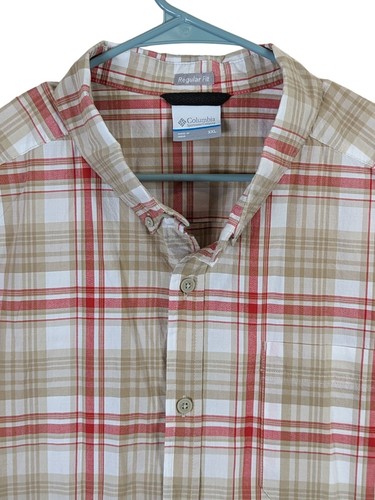 Columbia Men size XXL Red Plaid Short Sleeve Regular Fit Button Up Shirt Classic - Picture 6 of 11