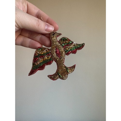 Ornamento uccellino paillettes oro vintage - Foto 2 di 2