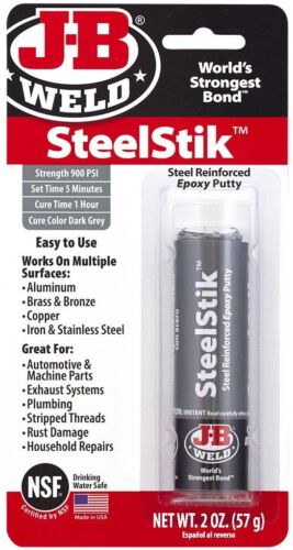 JB J-B Weld 8267 - SteelStik 57g - Steel Reinforced 2 Part Epoxy Putty Tube RM48 - Picture 2 of 9