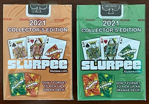 Bicycle 7-Eleven Slurpee orange-green 2021 collectors playing cards (2 decks) - Picture 2 of 2