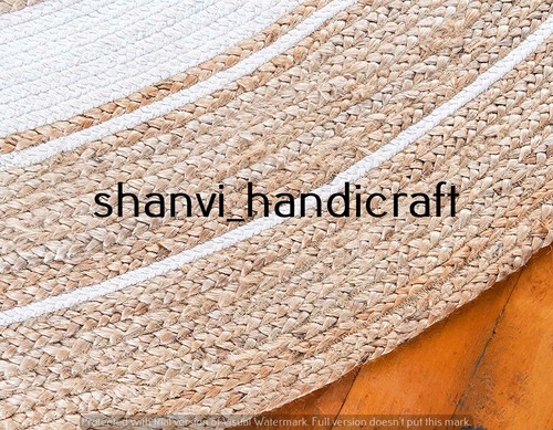 Round Rug designer 100% Farmhouse Jute Natural Carpet Braided Style Rustic Mat - Picture 4 of 4
