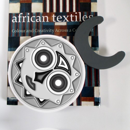Modern African Mask Sculpture Wooden Decor Black & White Afro Futurism Wall Art - Picture 4 of 7