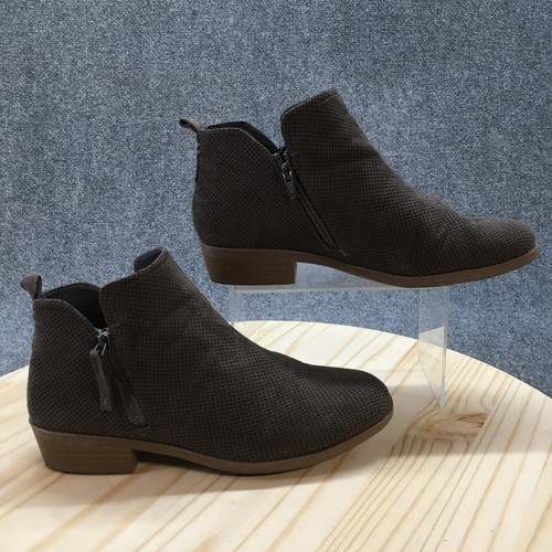 Universal Thread Boots Womens 11 Ankle Booties Brown Suede Block Heels Side Zip - Bild 1 von 16