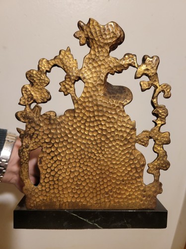 Antiguos sujetalibros victorianos de bronce con mantequilla para mujeres y niños en mármol verde - Imagen 4 de 16