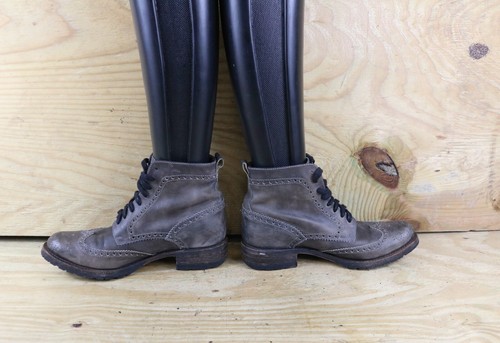 Sendra Boots Womens 9 Gray Leather Wing Tip Oxfords Granny Victorian Shoes - Picture 3 of 8