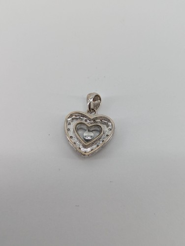 Ciondolo cuore in oro bianco 18 kt, 2,24 grammi, 0,5 punti con diamanti - Foto 5 di 8
