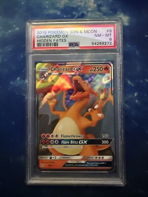 PSA 8 NM-MINT Charizard GX 9/68 #9 NM-MT Hidden Fates Pokemon Card