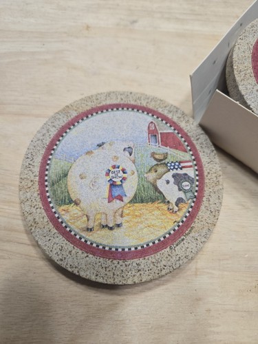 ThirstyStone Natürlicher Massiver Sandstein Untersetzer 4er Set Debbie MUMM  - Bild 5 von 5