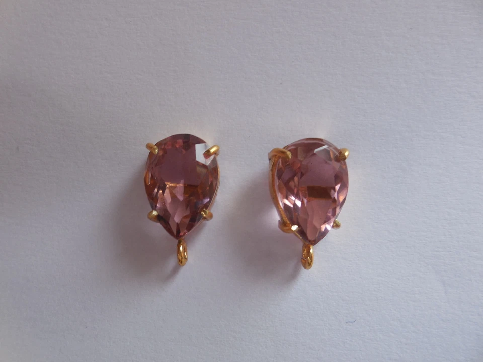 Hydro Purple Quartz Ear Post, Bezel Set, Gemstone Stud Connector, Jewelry Making - Image 3 of 4