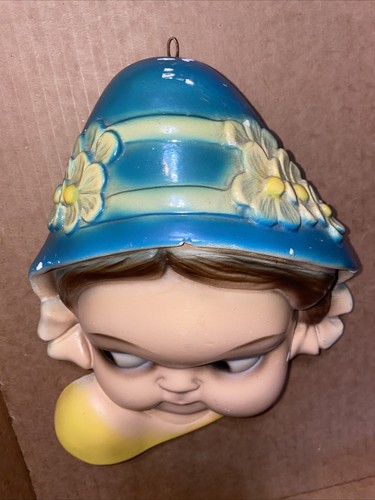 String Holder Dutch Girl Chalkware Sweet Young Lady Face 1940s Vintage Adorable - Picture 3 of 9