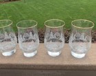 Vintage Set of 4 Libbey Glasses Frosted Winter Wonderland Gold Rimmed Goblets