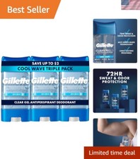 Men's Clear Gel Deodorant - Instant  Long-lasting Protection, Cool Wave, 3 Pack