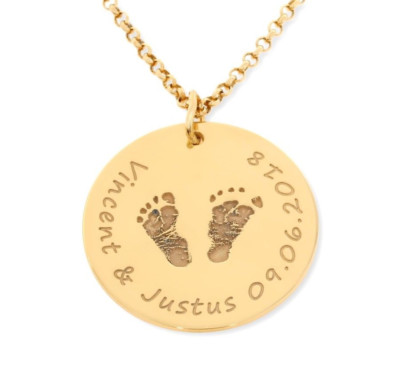 Halskette Gravur Fussabdruck Baby Kinder Geschenk Zur Geburt Namenskette Gold Ebay