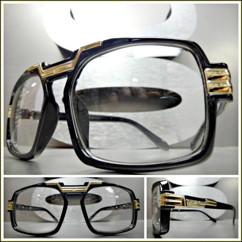 Mens Classic Hardcore Vintage Retro Hip Hop Style SUN GLASSES Black & Gold Frame - Picture 12 of 13