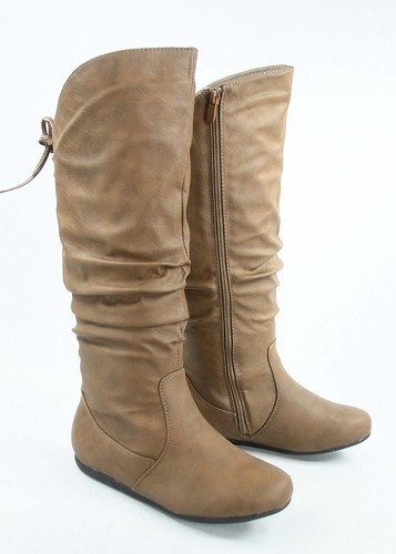 Zapatos para mujer con cremallera plana de cuña punta redonda de encaje media pantorrilla hasta la rodilla talla 5 -10 - Imagen 19 de 27