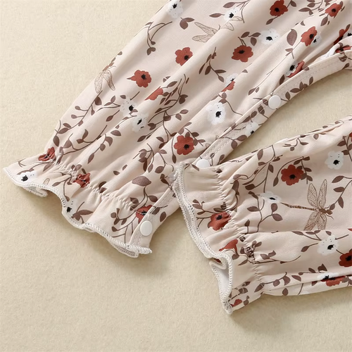 0-24M Baby Girls Floral Jumpsuits Tie-Up Suspender Pants Overalls Infant Romper - Picture 6 of 9