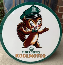 Vintage Style Koolmotor Cities Service Oil  Gas Steel Metal  Sign