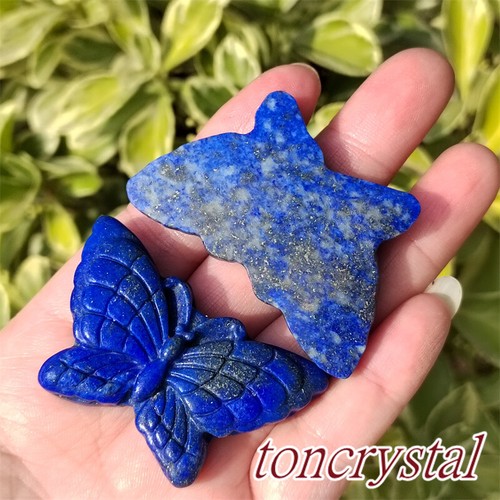 Teschio farfalla lapislazzuli naturale 2" quarzo intagliato cristallo teschio guarigione 1pz - Foto 9 di 11