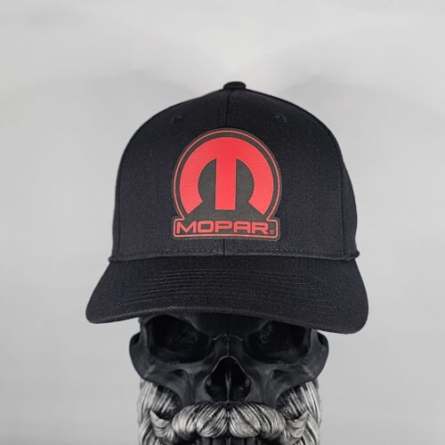 New Mopar Hat Flexfit 110 Pro Performance cap Leatherette Hat Patch Dodge Ram - Picture 2 of 10