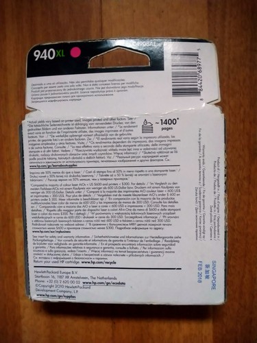 Genuine HP Officejet 940XL Magenta Ink C4908AE 2018 SEALED - Picture 2 of 2