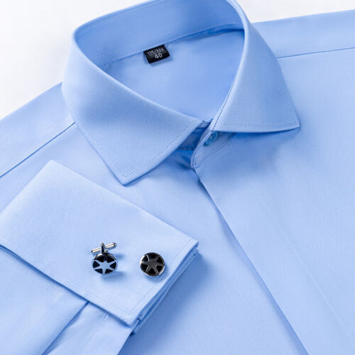 Camisas de vestir para hombre puño francés mangas largas formales negocios Camisas Prendas para el torso - Imagen 7 de 11