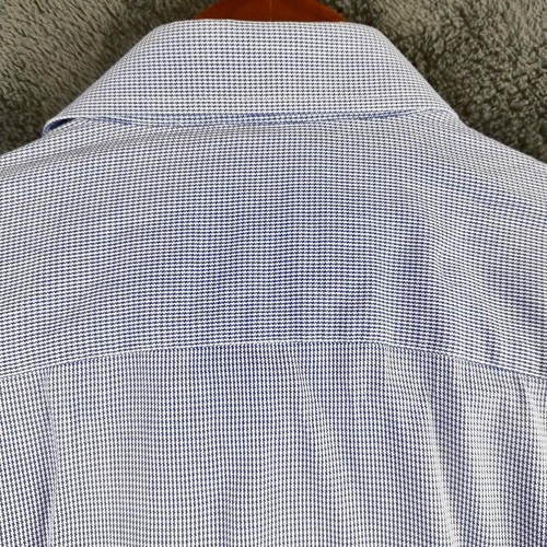 Peter Jackson Mens Shirt Size 41 Egyptian Cotton Blue Check Long Sleeve Business - Picture 6 of 10