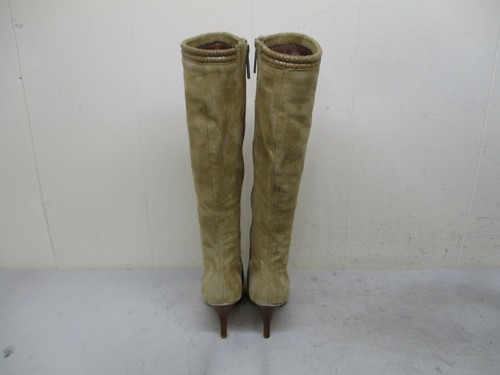 Donald J Pliner Tero beige hellbraun Wildleder Reißverschluss hoher Absatz modische Stiefel Größe 5 M - Bild 6 von 9