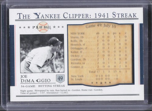 2003 Upper Deck Play Ball #S-49 Joe DiMaggio Yankee Clipper 1941 Streak
