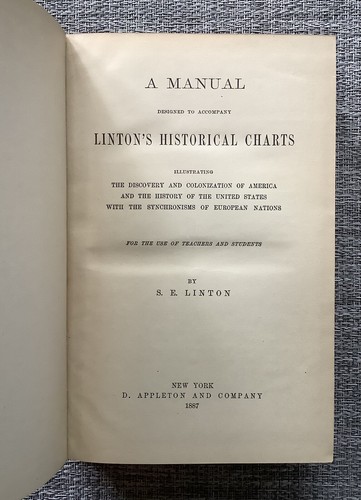 RARE 1st Edition 1887 A Manual Designed to Accompany Linton's Historical Charts - Picture 4 of 12