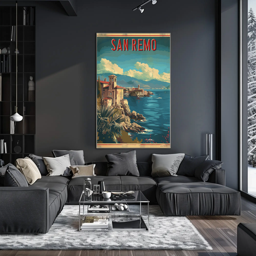 San Remo Italian Riviera Coastline Travel Poster - Picture 12 of 20