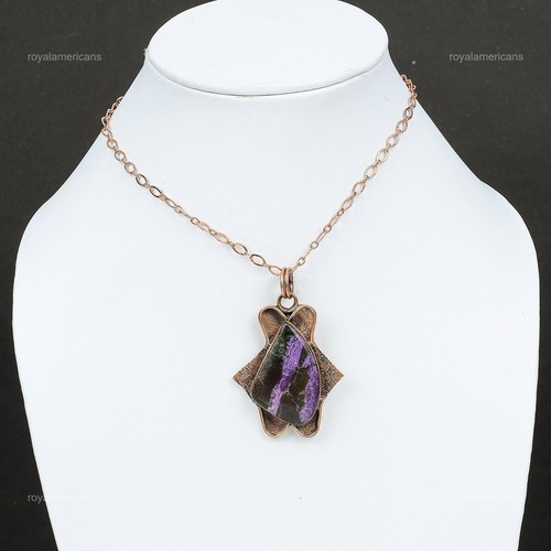 Friendship Day Sale Copper Purpurite Stone Engagement Bezel Designer Pendant - Picture 6 of 6