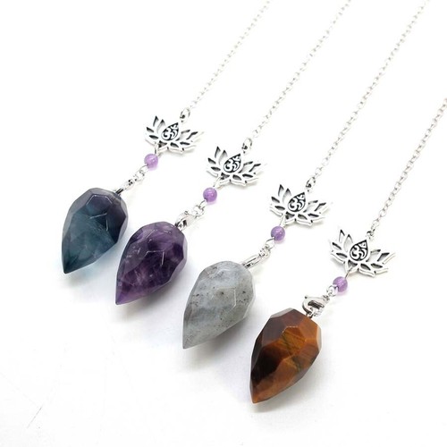 Natural Healing Crystal Faceted Stone Pendulum Pendants For Dowsing Divination - Picture 3 of 12