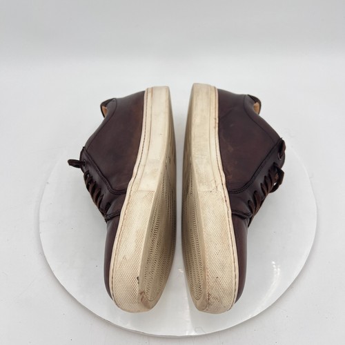 Suitsupply Men Size 8 Dark Brown Leather White Sole Lace Up Low Top Shoes - Picture 9 of 15
