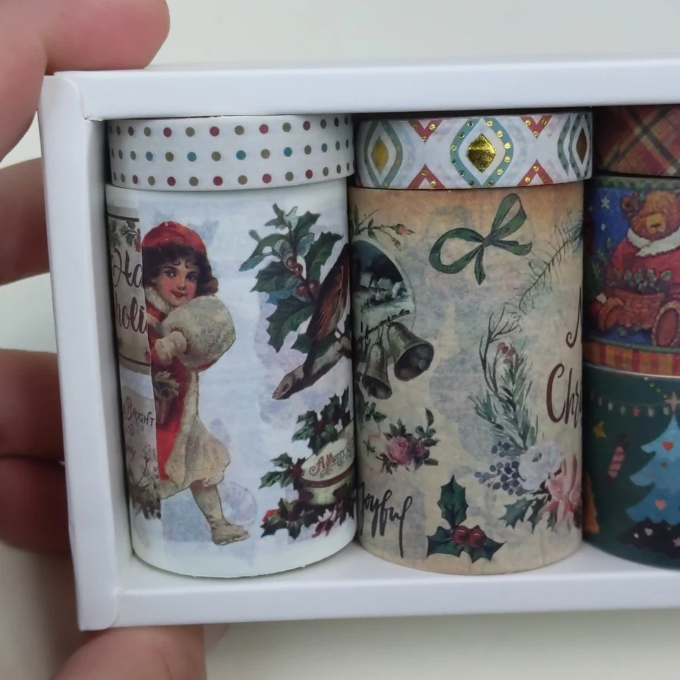Juego de 20 rollos de cinta Washi de Navidad vintage decoración artesanal caja de regalo Foto 2 de 4