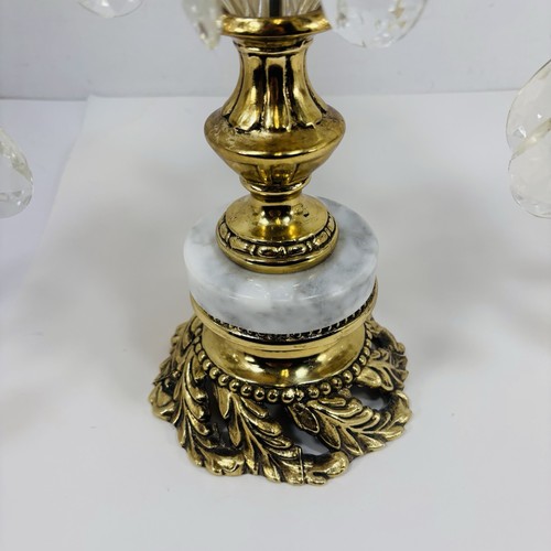 Vintage Hollywood Regency Scale Brass/Gold Metal, Lucite, Crystals & Marble Base - Picture 2 of 18