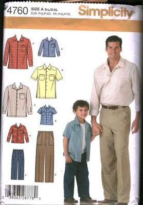 4760 Vintage Simplicity Sewing Pattern Boys Mens Shirt Pants Top Button Front