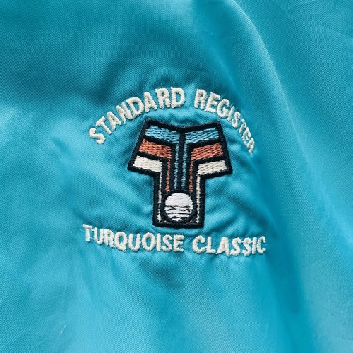 Vintage Y2K Antigua Track Jacket Size L Turquoise Nylon Fully Lined Windbreaker - Picture 7 of 14