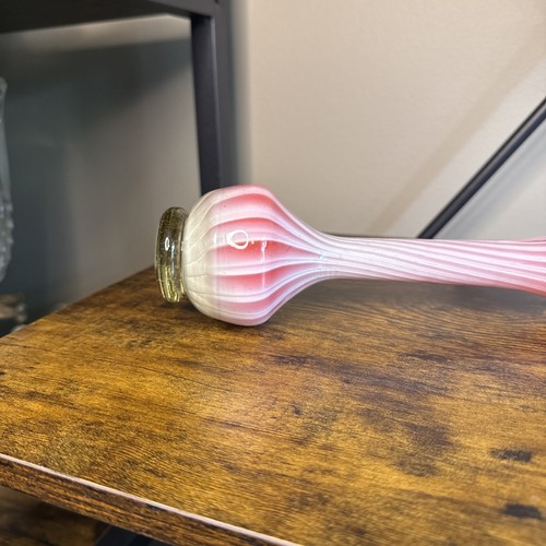 Vintage wunderschöne 50er Jahre Norcrest 7,5" Stretch Art mundgeblasenes Glas rosa gewirbelte Vase - Bild 4 von 6