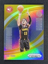2023-24 Panini Prizm DECA Trae Young #10 Gold Prizm Downtown Bound Hawks /10